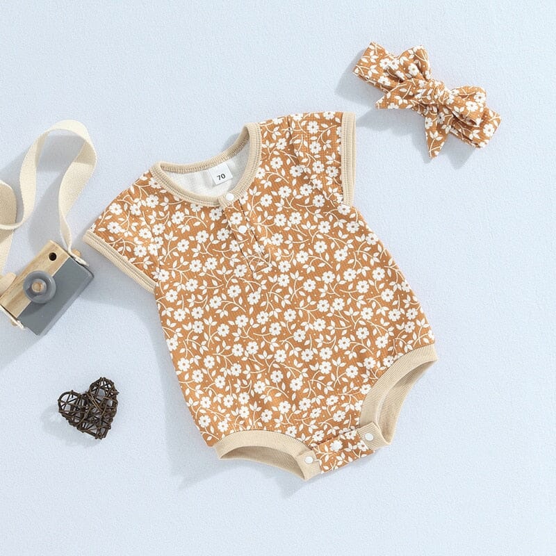 Body Infantil Floral + Faixa Loja Click Certo 0-6 Meses 