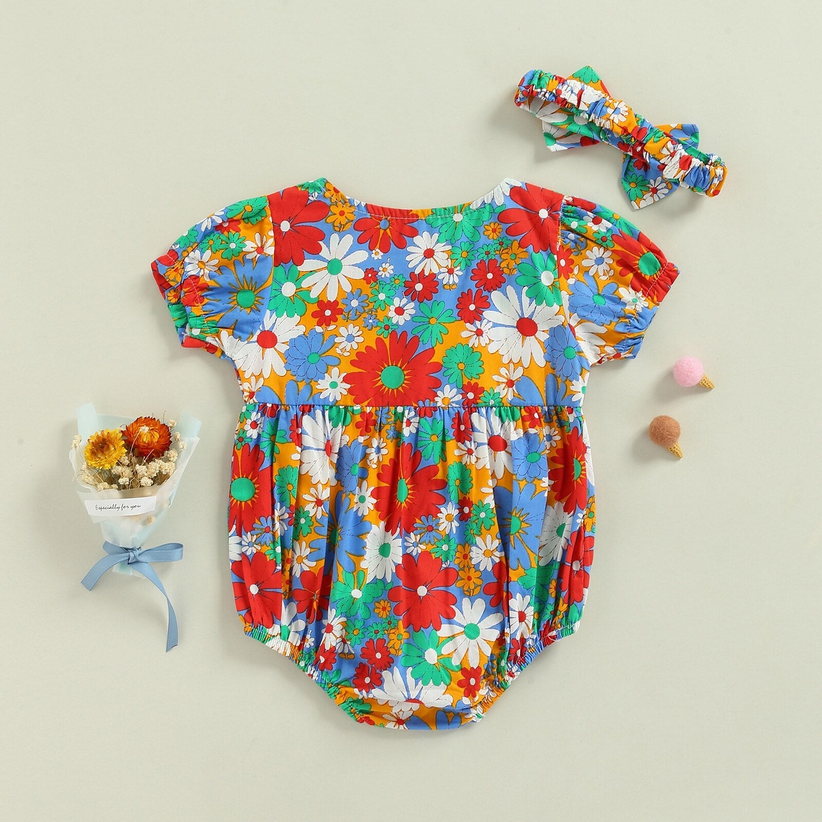 Body Infantil Florido + Lacinho body Loja Click Certo 