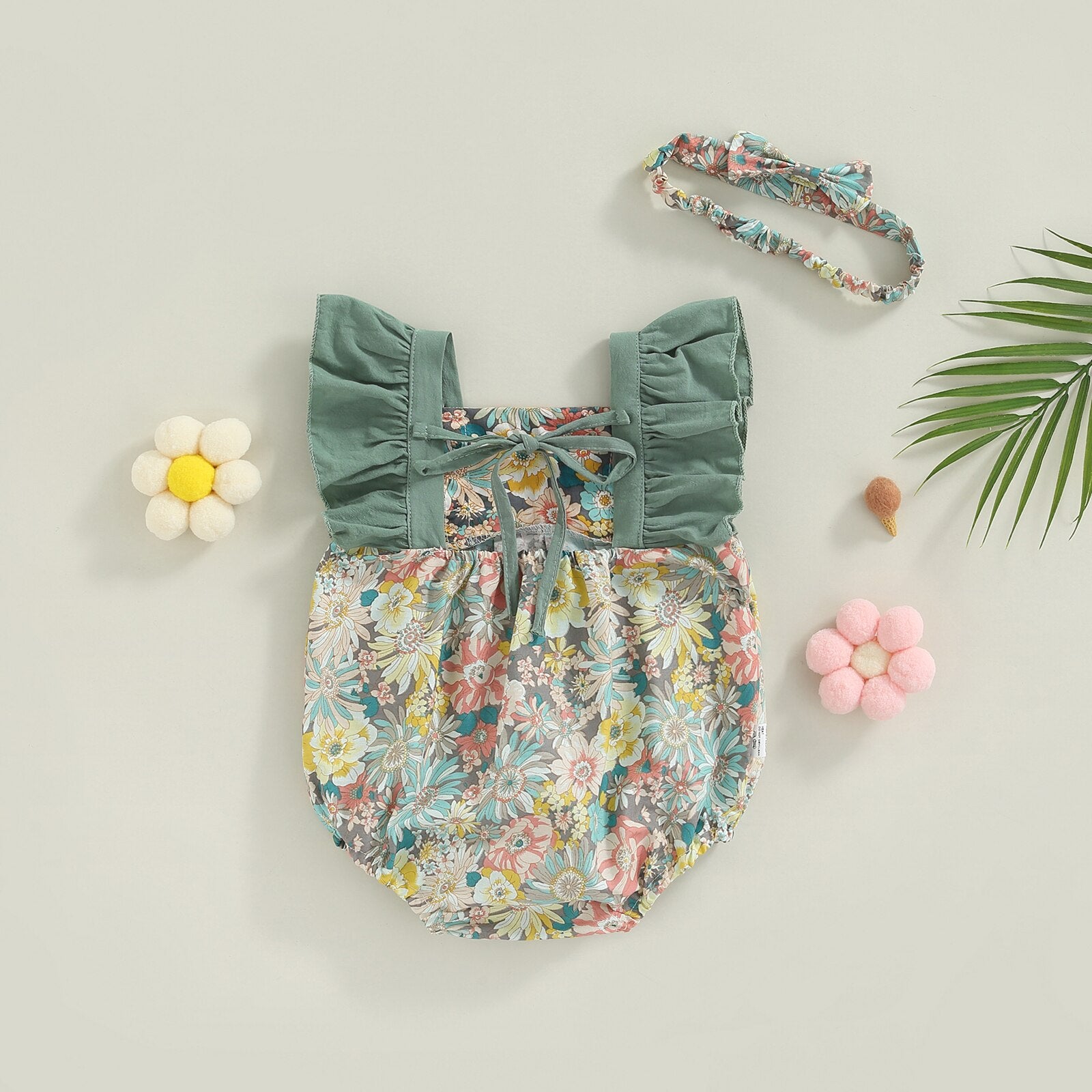 Body Infantil Florido + Tiara body Loja Click Certo 