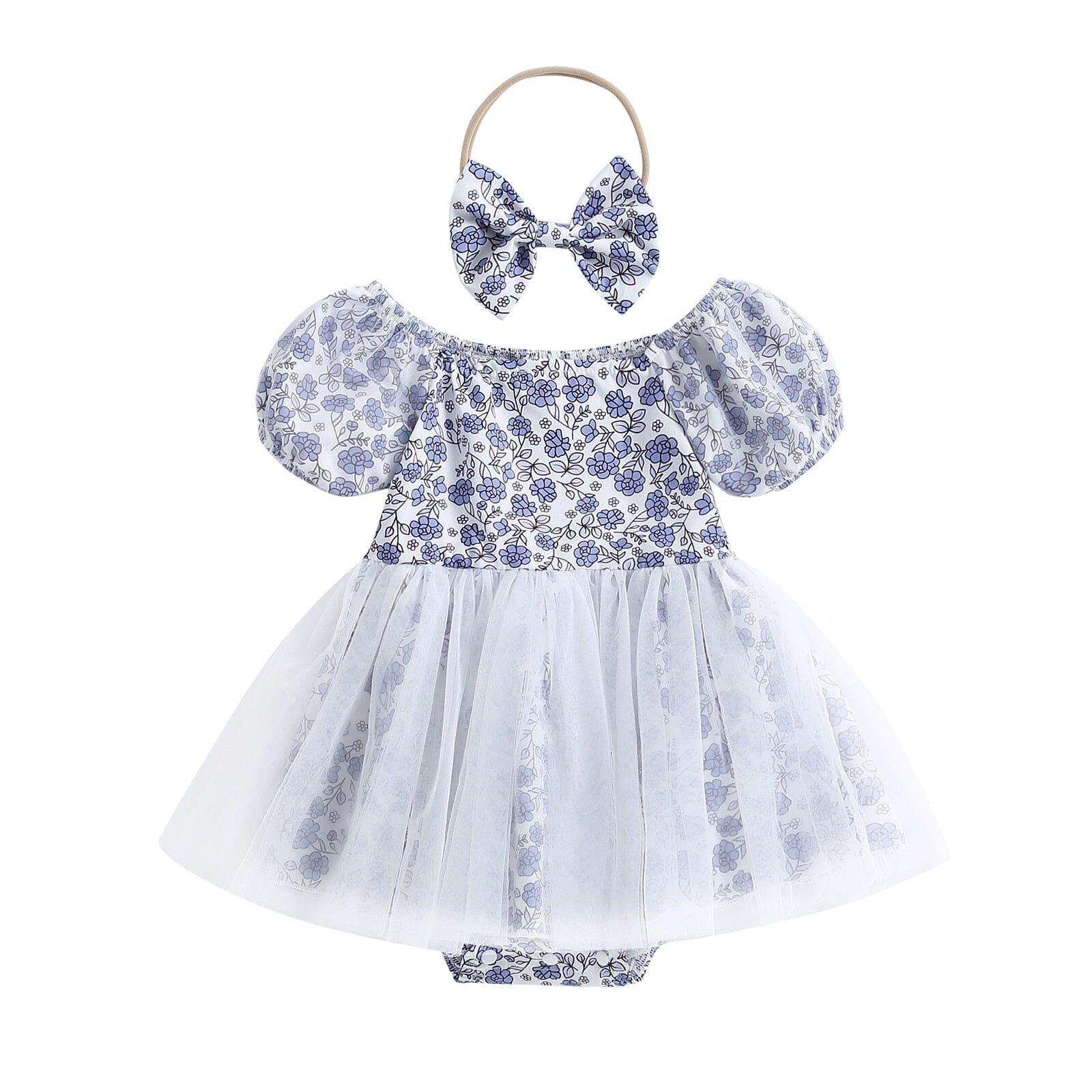 Body Infantil Florzinhas Tule + Laçinho Loja Click Certo Branco 0-6 Meses 