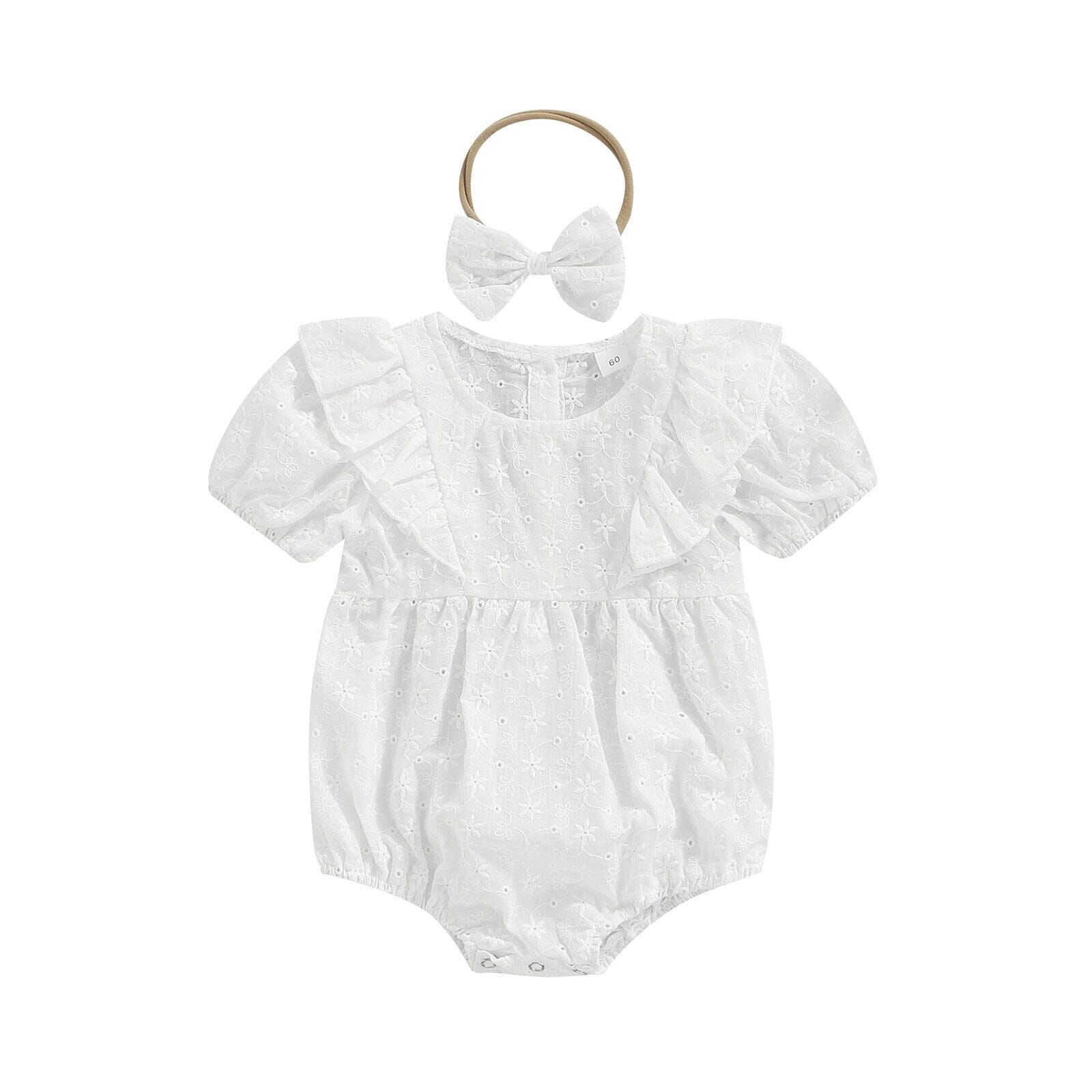 Body Lese + Tiara body Loja Click Certo Branco 0-3 Meses 