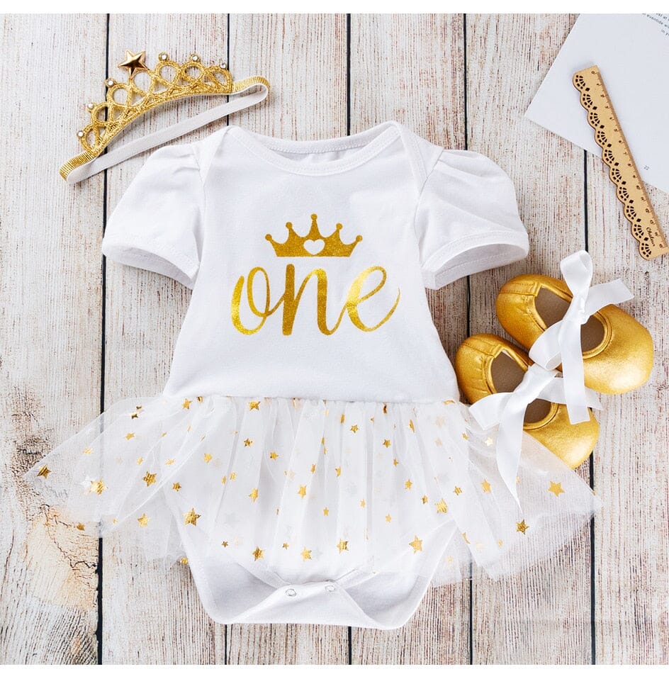 Body One + Tiara + Sapatinho Loja Click Certo 0-3 Meses 