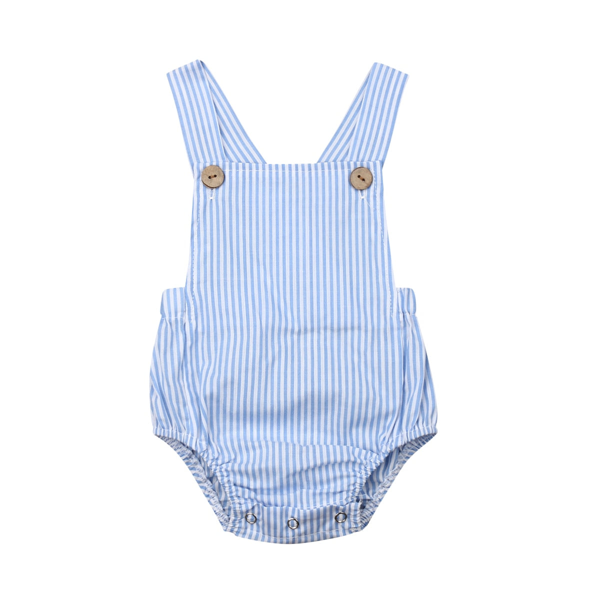 Body Romper Botões Loja Click Certo Azul Listras 0-3 meses 