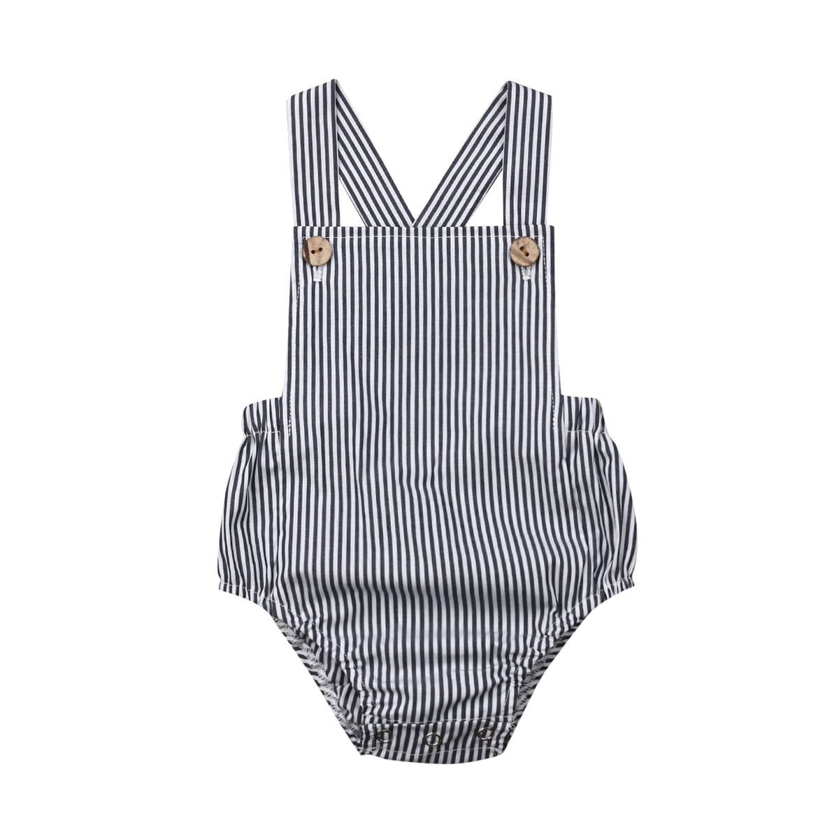 Body Romper Botões Loja Click Certo Preto Listras 0-3 meses 