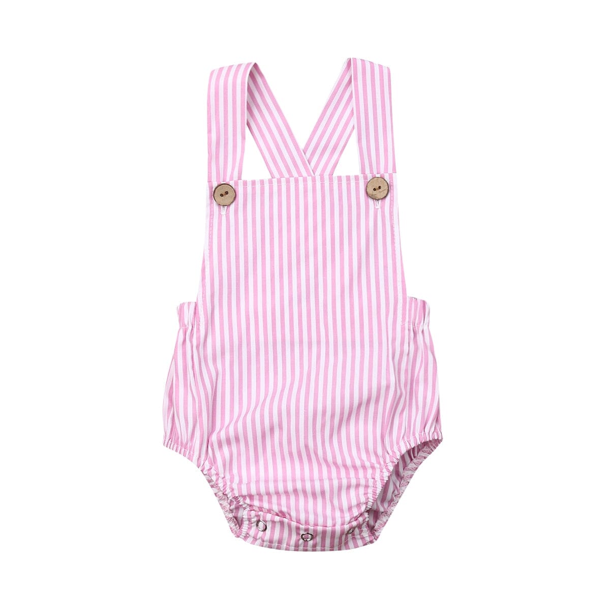 Body Romper Botões Loja Click Certo Rosa Listras 0-3 meses 