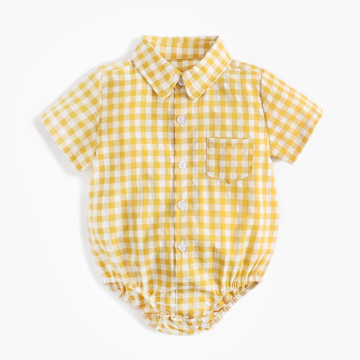 Body Xadrez Moderninho Body Loja Click Certo Amarelo 0-6 meses 40cm 