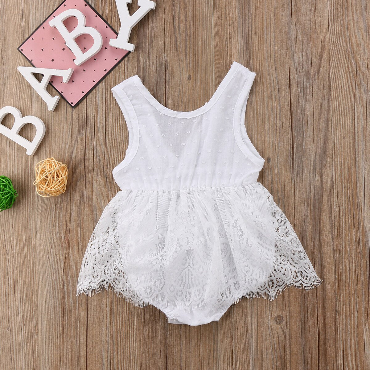 Bory com Saia de Renda bory Loja Click Certo Branco 3-6 Meses 