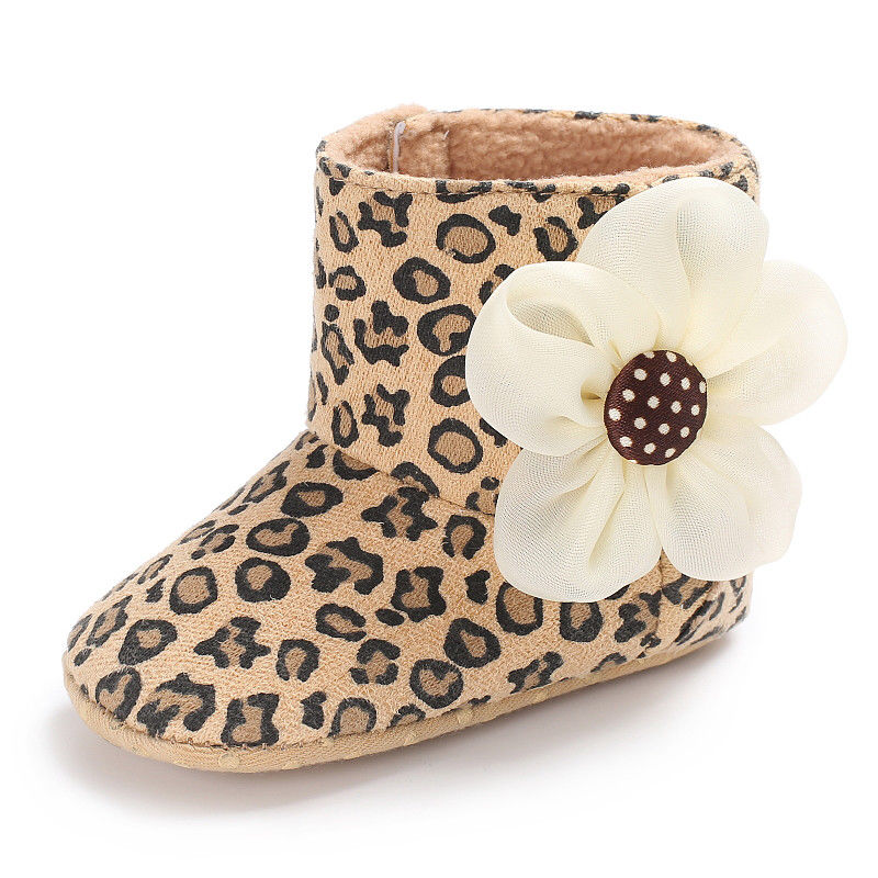 Bota com Florzinha Bota Loja Click Certo Leopardo 0-6 Meses 