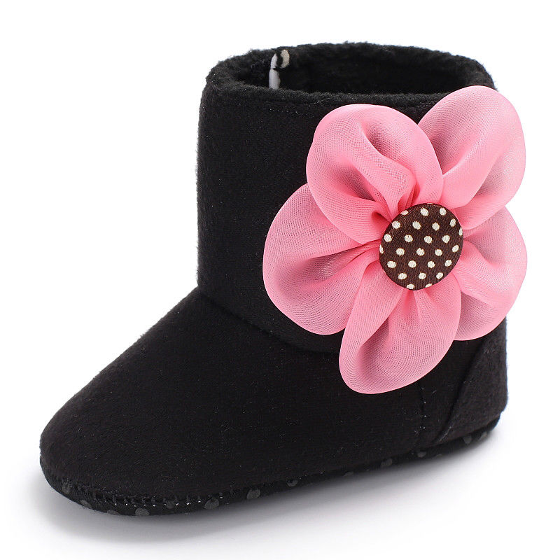 Bota com Florzinha Bota Loja Click Certo Preto 0-6 Meses 