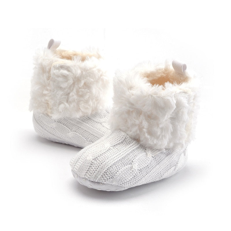 Botinha Inverno Tricô Bota Loja Click Certo Branco 0-6 Meses 11cm Cano curto