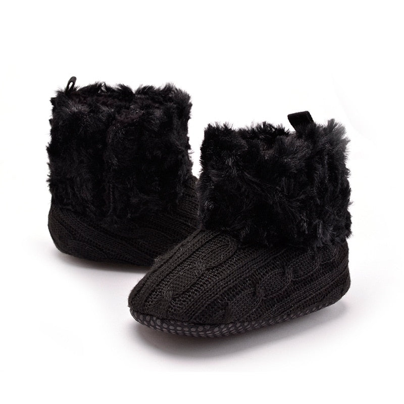 Botinha Inverno Tricô Bota Loja Click Certo Preto 0-6 Meses 11cm Cano curto