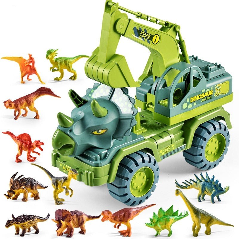 Caminhão com Dinossauros Loja Click Certo Caminhão + 12 Dinossauros Na Caixa 