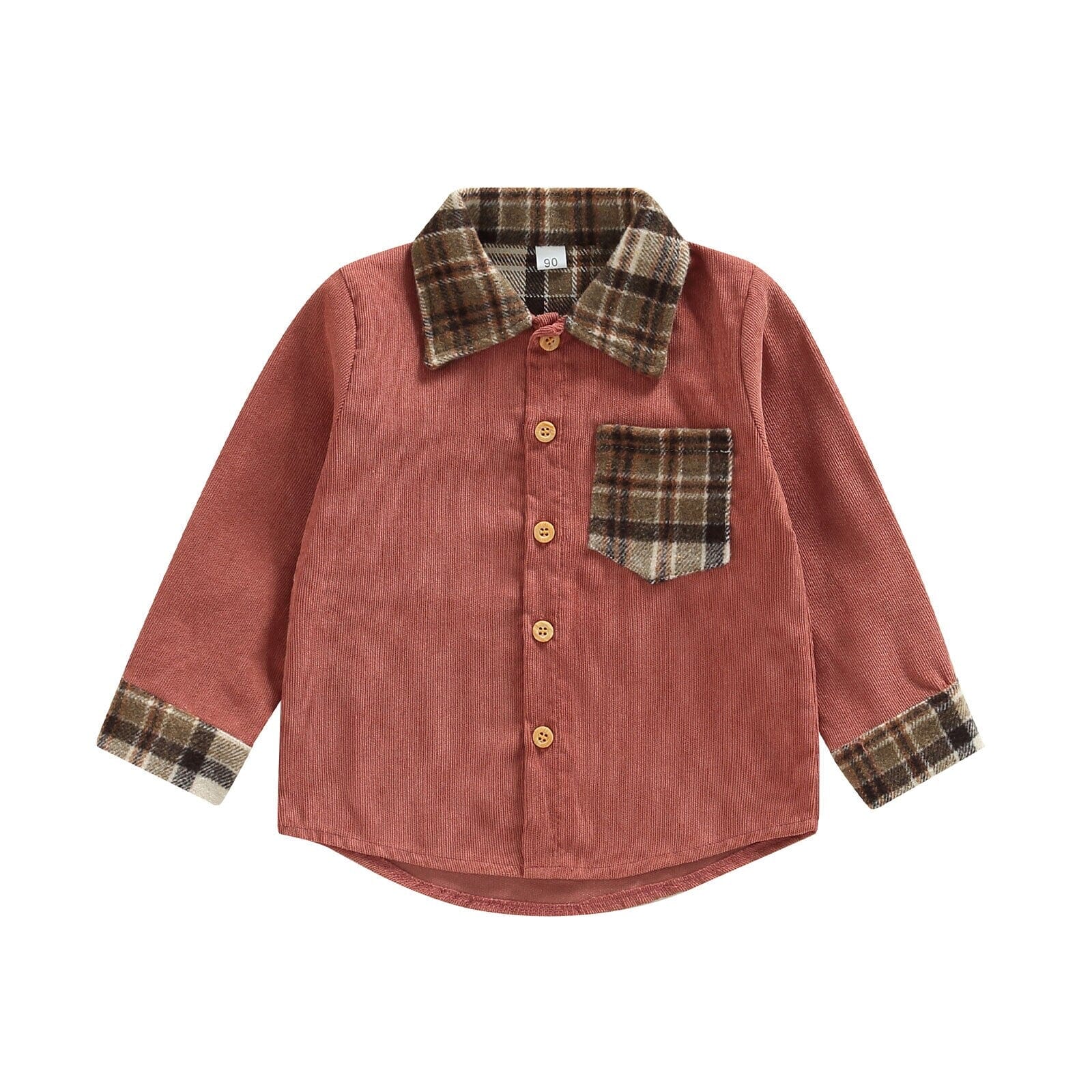 Camisa Infantil Bolsinho Xadrez Loja Click Certo Vermelho 1-2 Anos 