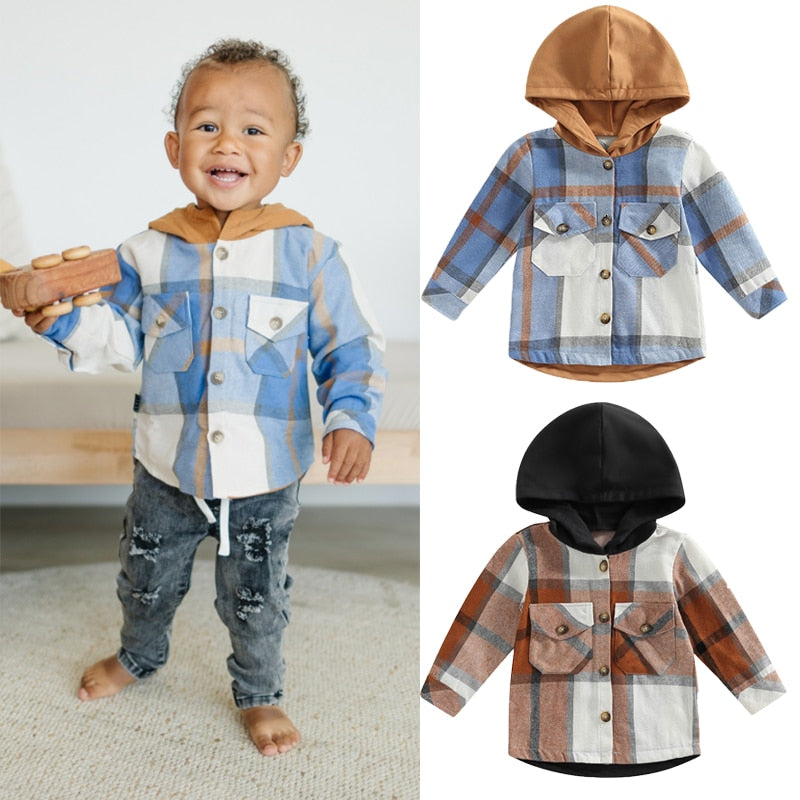 Camisa Infantil com Capuz Xadrez camisa Loja Click Certo 