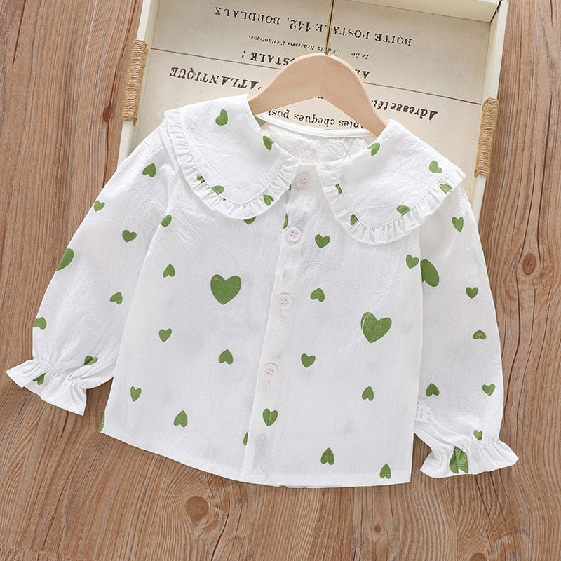 Camisa Infantil Feminina Gola camisa Loja Click Certo Corações 6-9 meses 