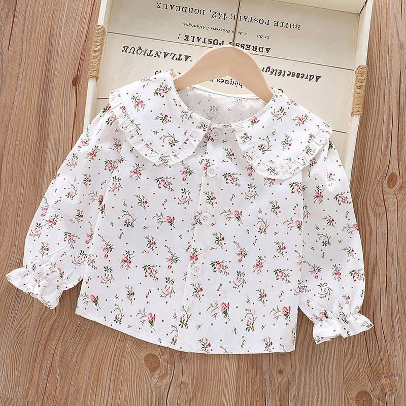 Camisa Infantil Feminina Gola camisa Loja Click Certo Flores 6-9 meses 