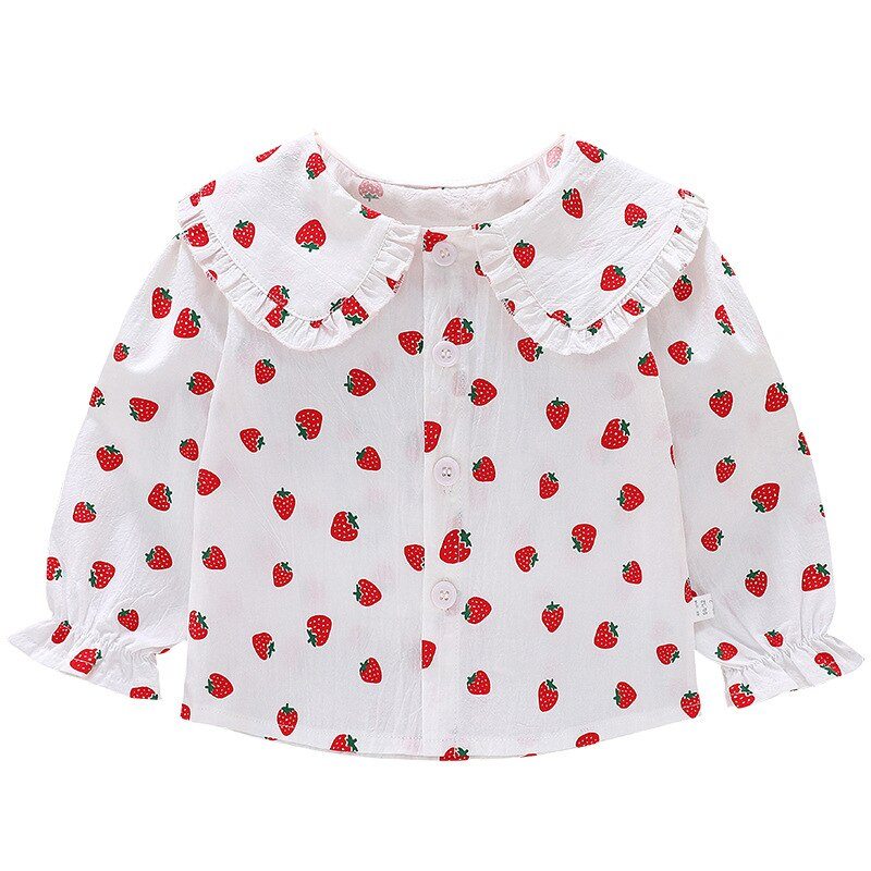 Camisa Infantil Feminina Gola camisa Loja Click Certo Morangos 6-9 meses 