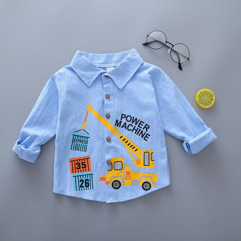 Camisa Infantil Masculina Manga Comprida Construtor camisa Loja Click Certo Azul 6-12 Meses 