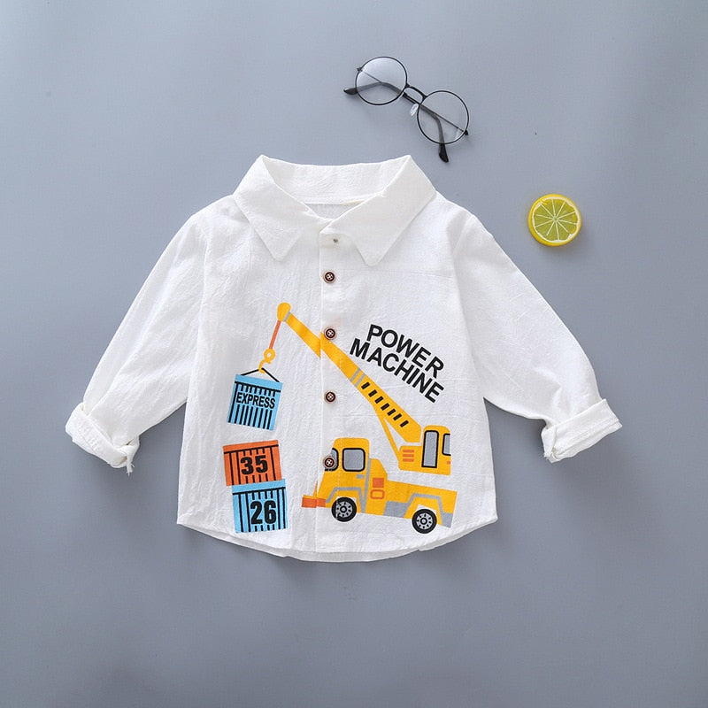 Camisa Infantil Masculina Manga Comprida Construtor camisa Loja Click Certo Branco 6-12 Meses 