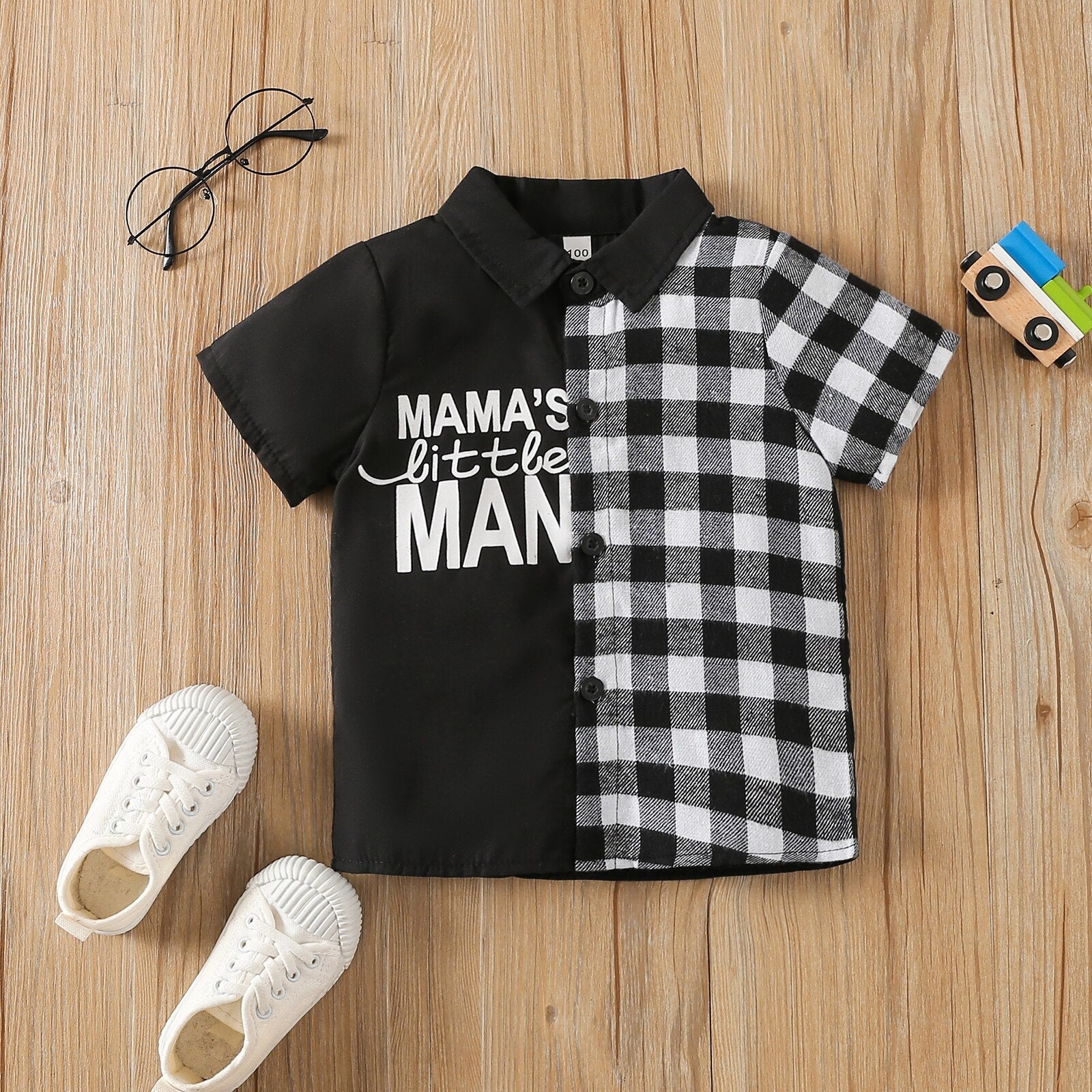 Camisa Infantil Masculina Xadrez camisa Loja Click Certo Homenzinho da Mamãe 6-12 meses 34cm 