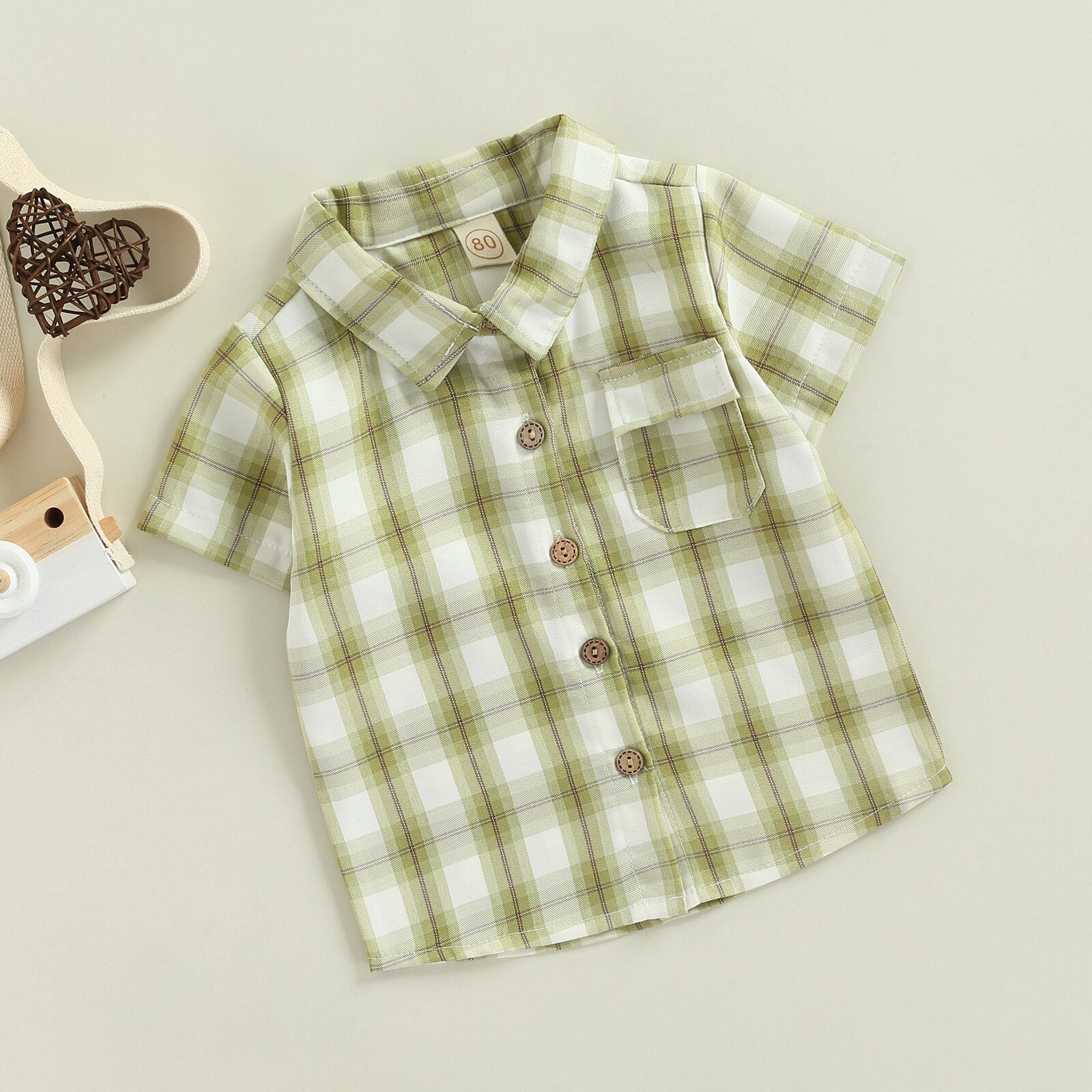 Camisa Infantil Masculino Xadrez Blusa Loja Click Certo Verde 12-18 meses 35cm 