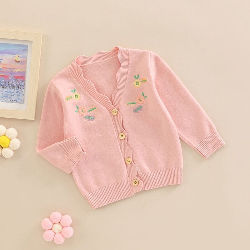 Cardigan Infantil Feminino Bordado Loja Click Certo 