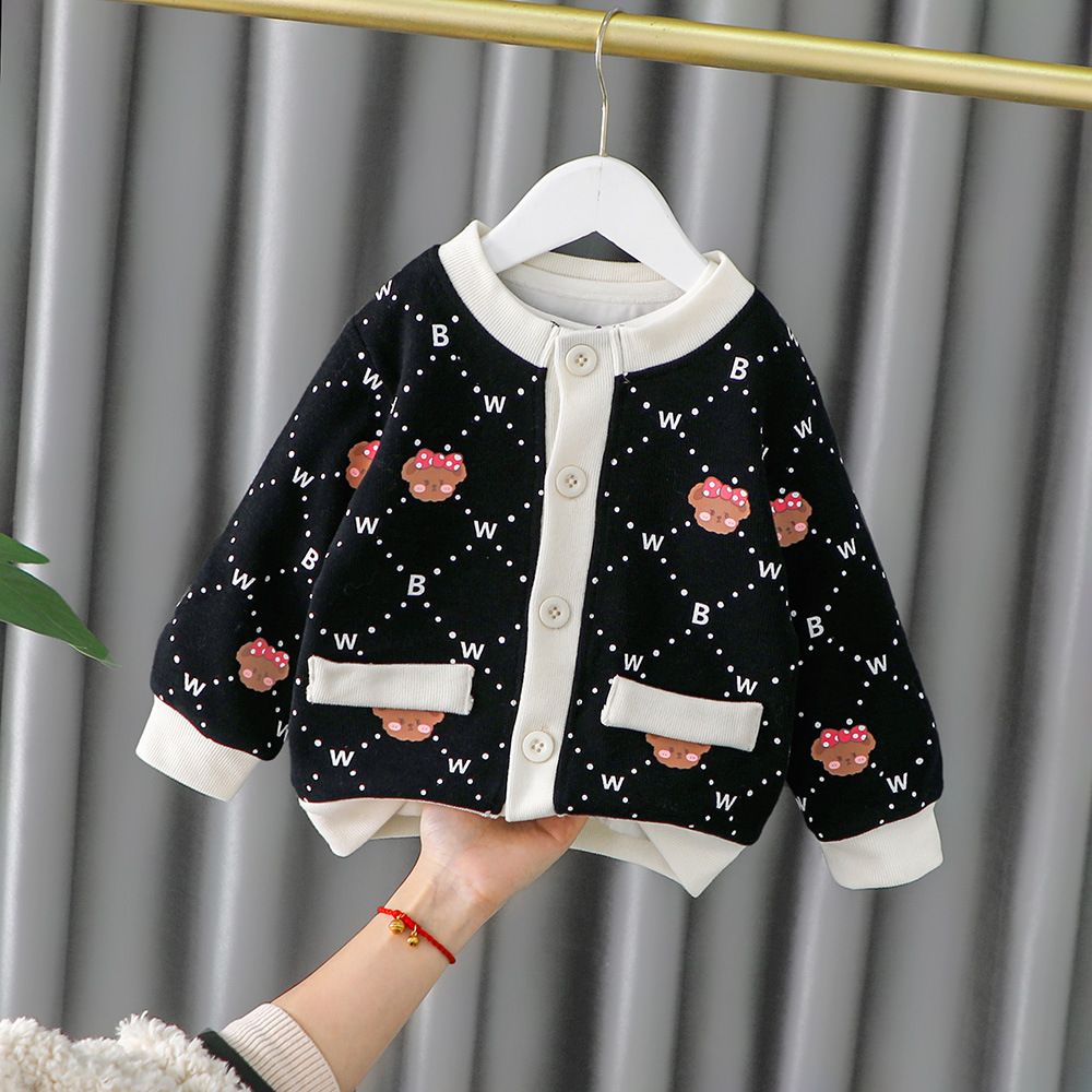 Cardigan Infantil G&D Ursinhas cardigan Loja Click Certo Preto 4-6 Meses 