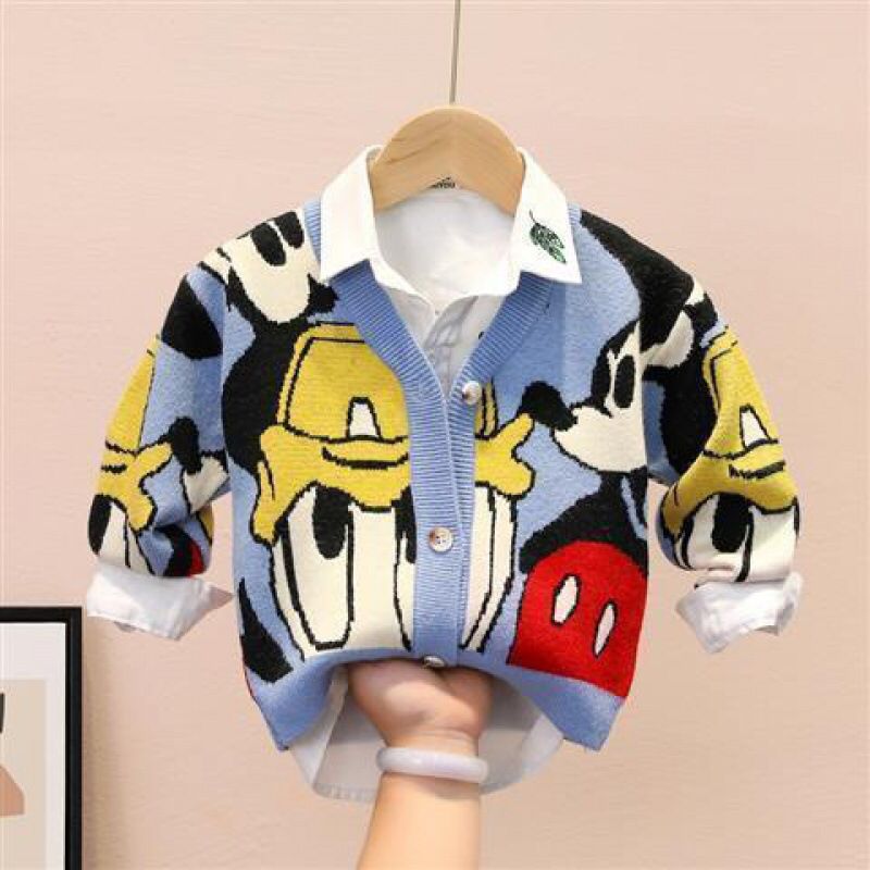 Cardigan Infantil Tricot MK Mouse Cardigan Loja Click Certo Azul 6-9 Meses 