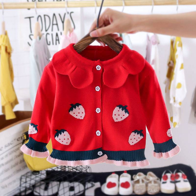 Cardigan Infantill Moranguinho cardigan Loja Click Certo Vermelho 12-24 Meses 