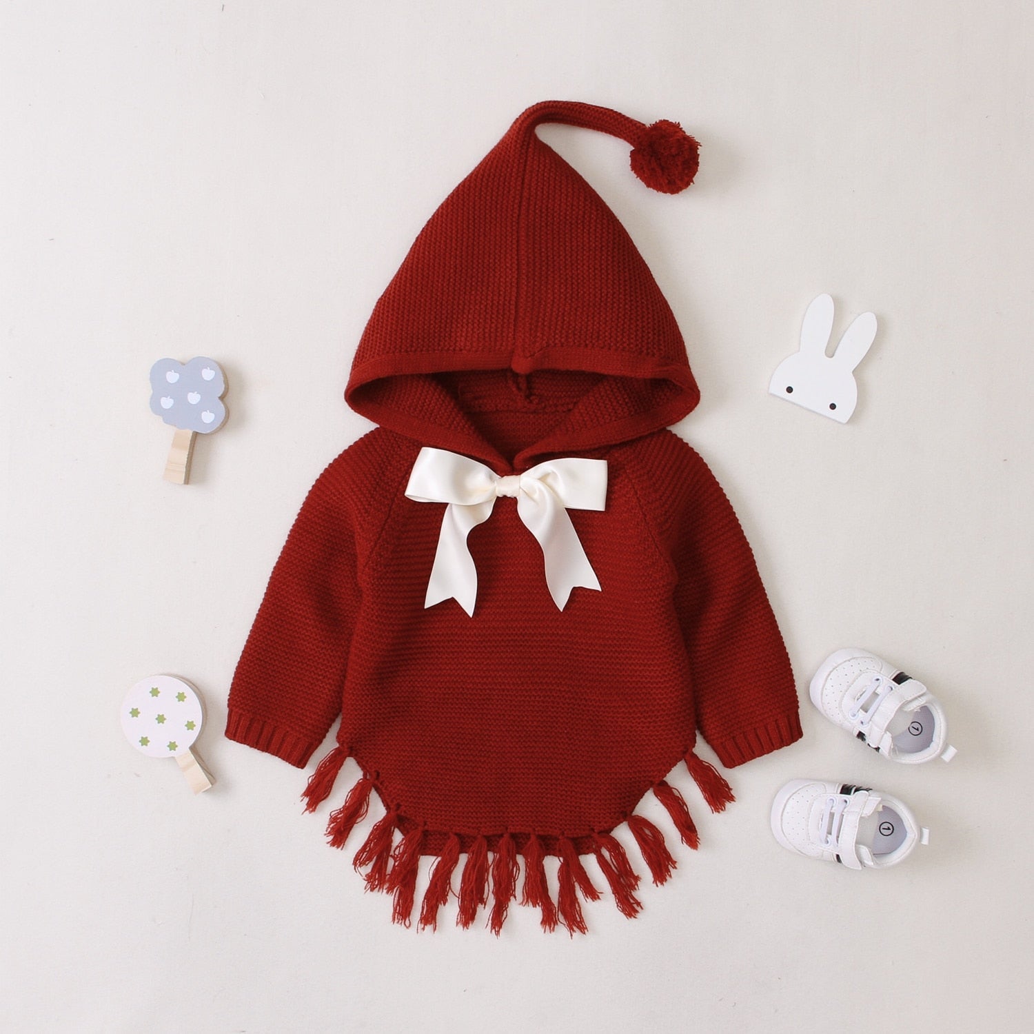 Casaco com Gorro Casaco Loja Click Certo Vermelho 3-6 Meses 33cm 