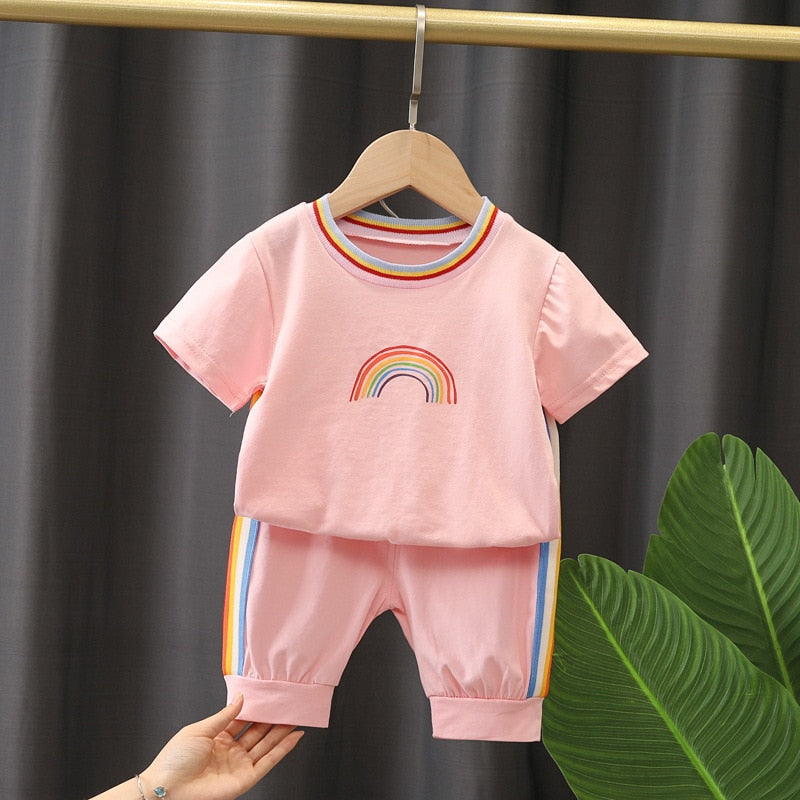 Conjunto Arco -íris Conjunto Loja Click Certo Rosa 9-12 Meses 