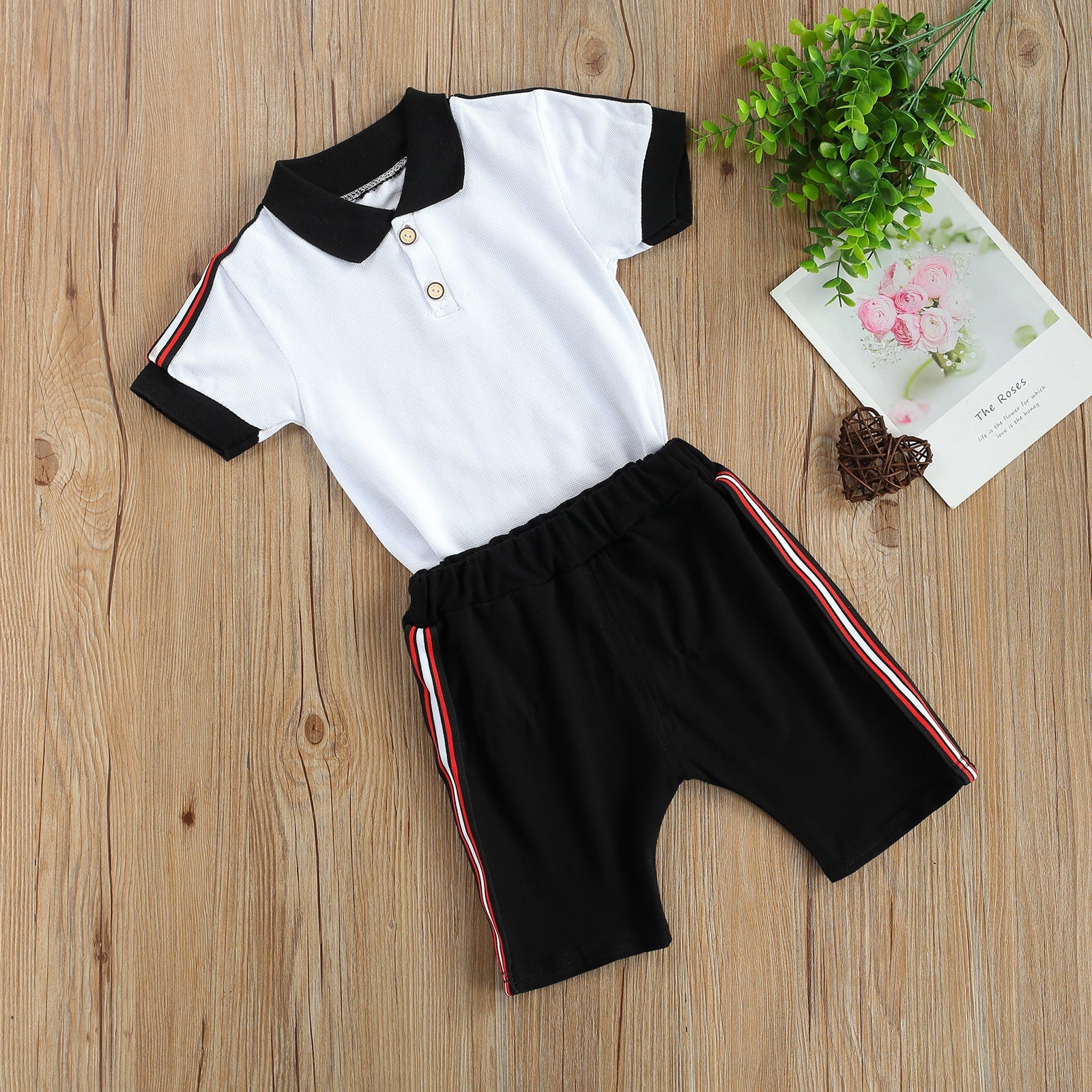 Conjunto Blusa Polo + Shorts Conjunto Loja Click Certo Branco 1-2 anos 