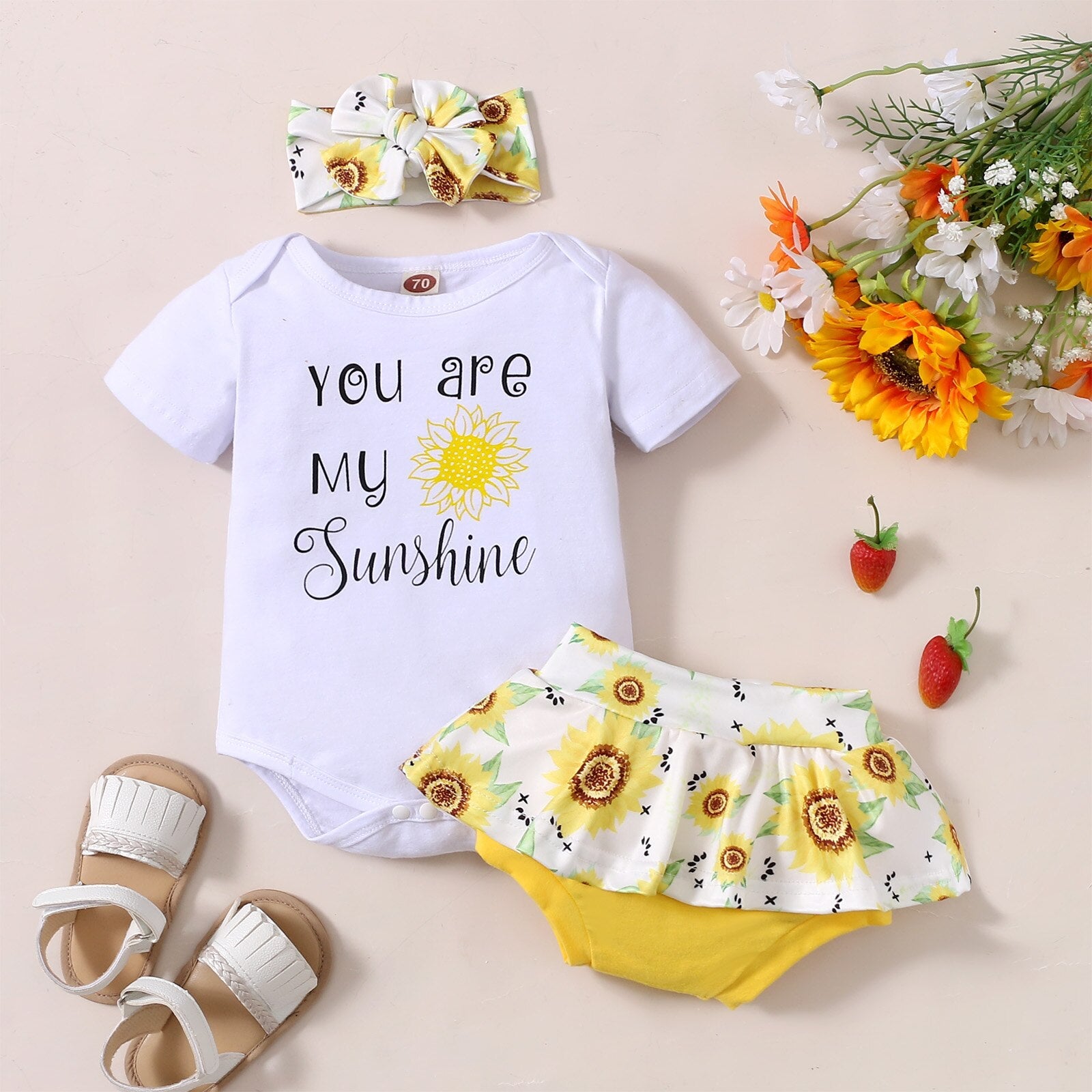 Conjunto Body + Sainha com Laço Conjunto Loja Click Certo Florzinha 0-3 meses 