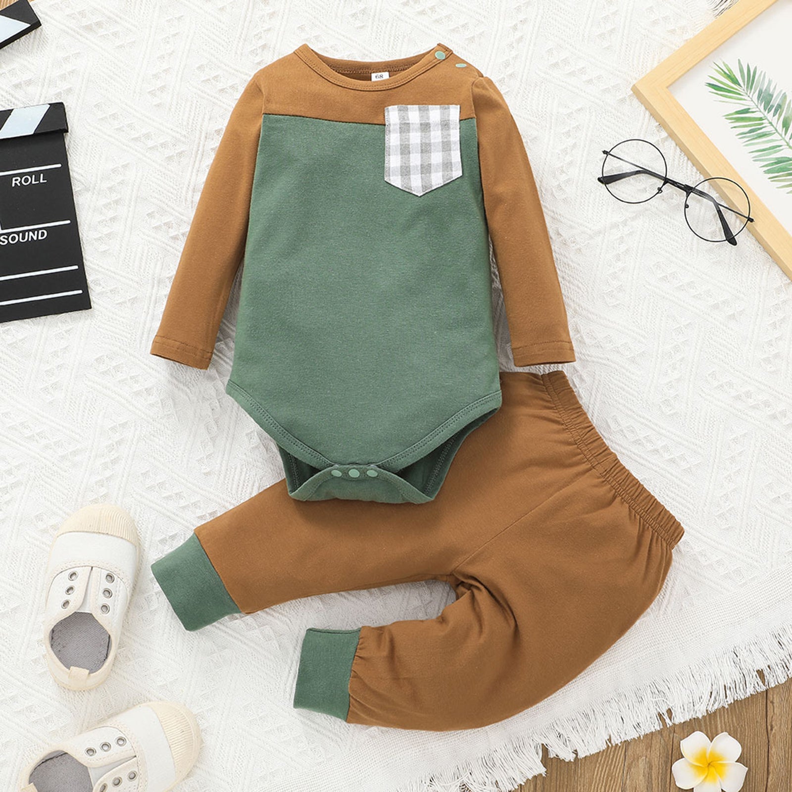 Conjunto Calça e Body Bolsinho Conjunto Loja Click Certo 3-6 meses 