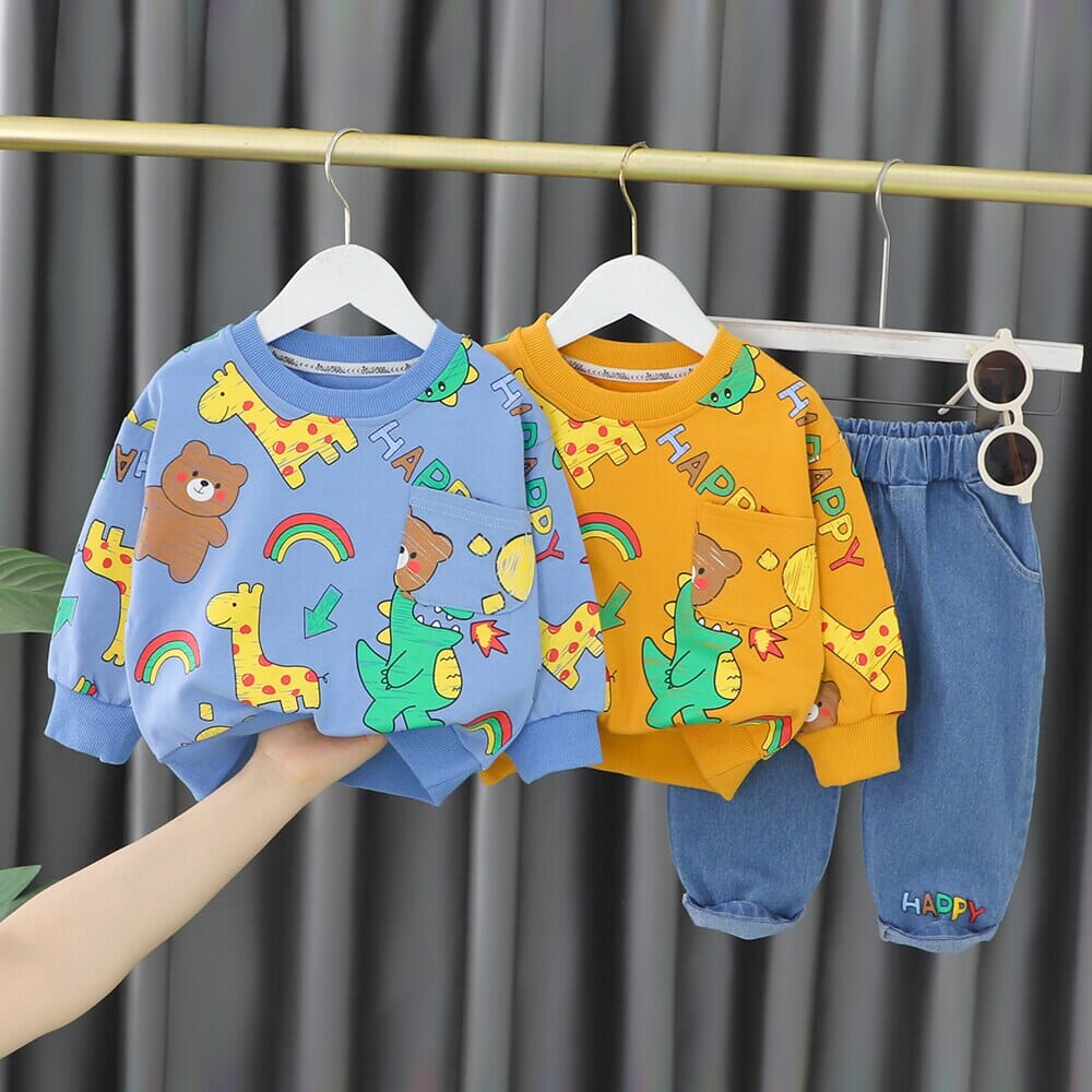 Conjunto Infantil Animais e Bolsinho Loja Click Certo 