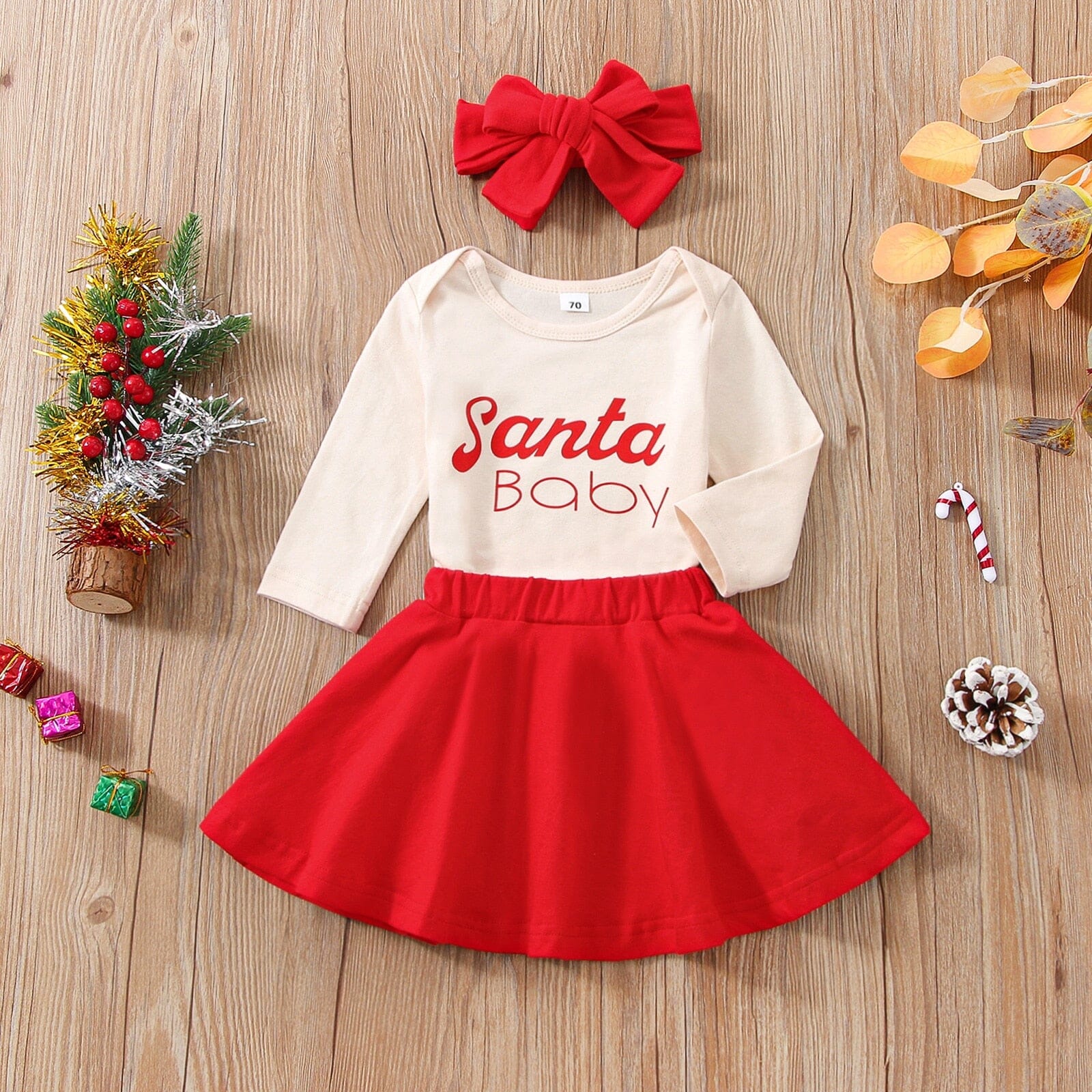 Conjunto Infantil Bebê Noel + Faixa 0 Loja Click Certo 