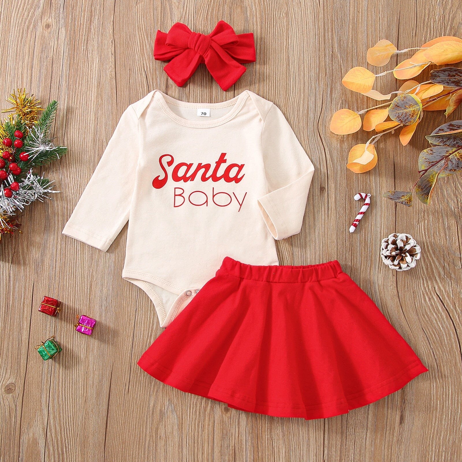 Conjunto Infantil Bebê Noel + Faixa 0 Loja Click Certo 