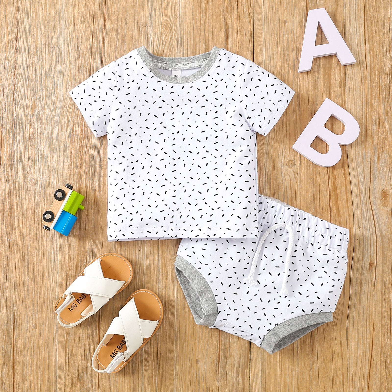 Conjunto Infantil Cadarço conjunto Loja Click Certo Branco 0-6 meses 