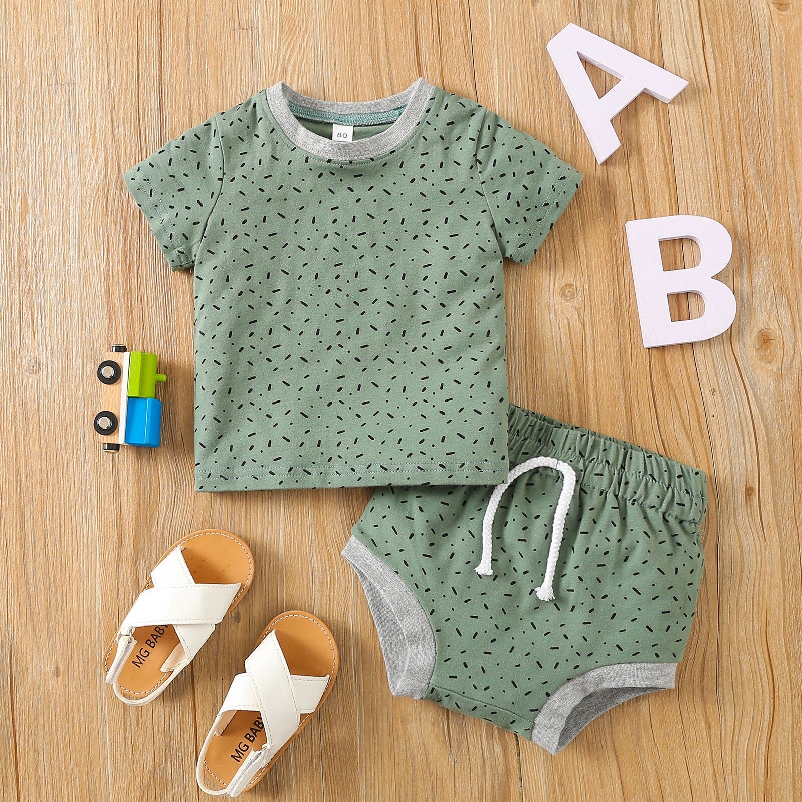 Conjunto Infantil Cadarço conjunto Loja Click Certo Verde 0-6 meses 