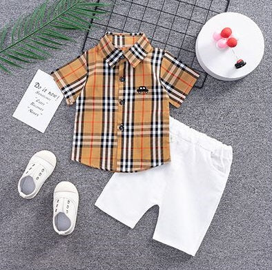 Conjunto Infantil Camisa Bulberry Conjunto Loja Click Certo Branco 9-12 Meses 
