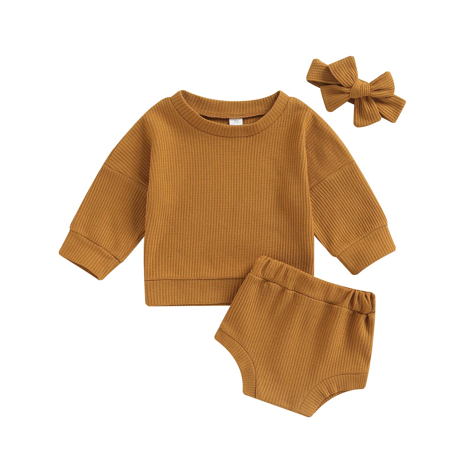 Conjunto Infantil Canelado Calcinha + Blusa + Laço conjunto Loja Click Certo 