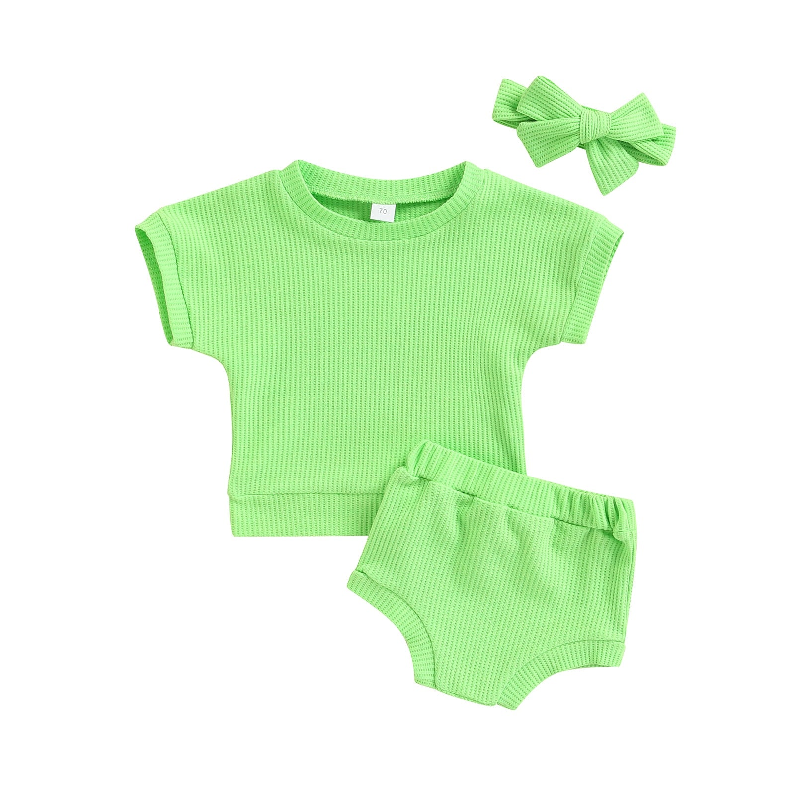 Conjunto Infantil Canelado Calcinha + Blusa + Laço conjunto Loja Click Certo 