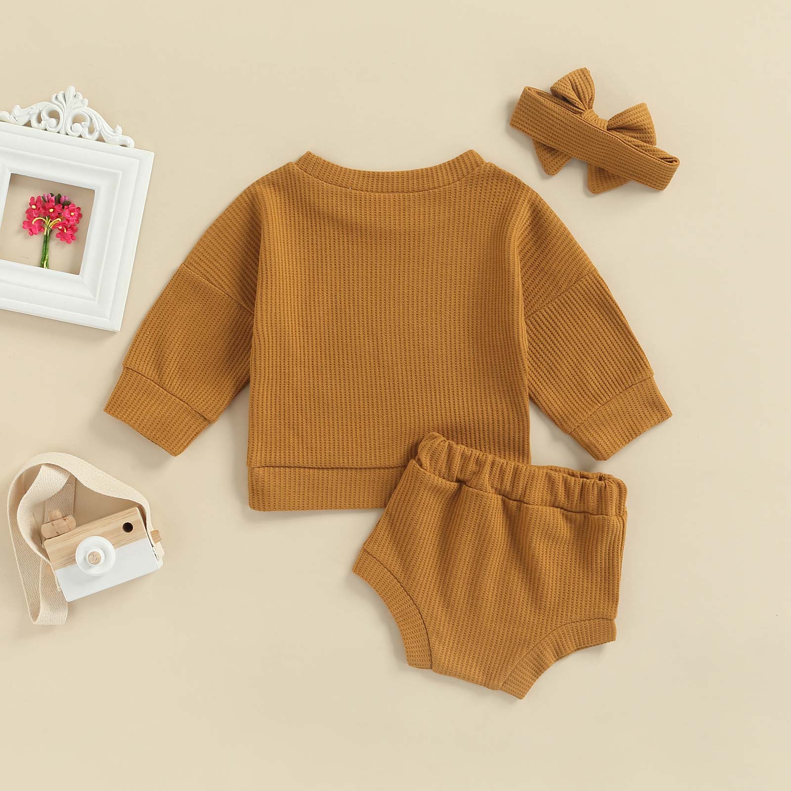 Conjunto Infantil Canelado Calcinha + Blusa + Laço conjunto Loja Click Certo 