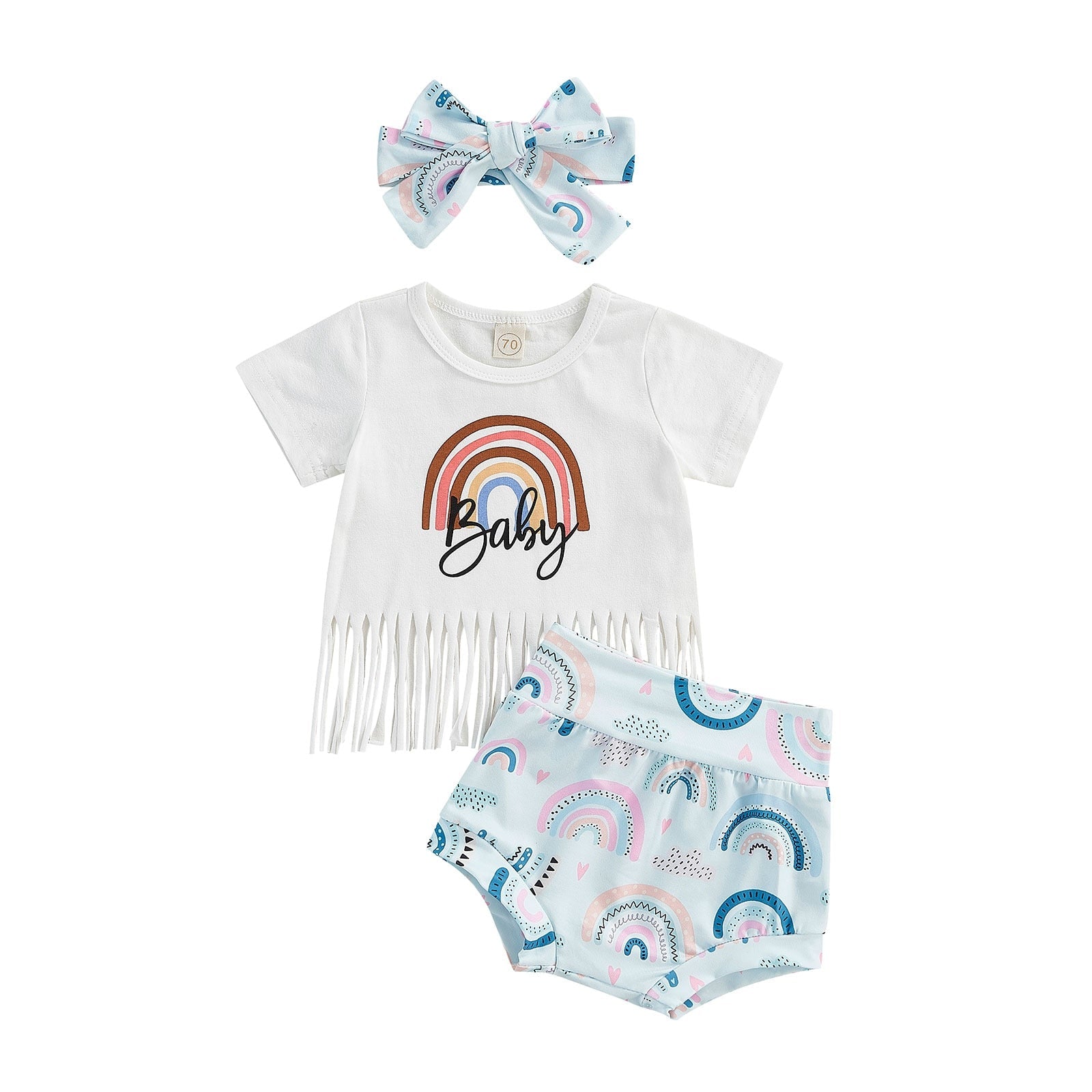 Conjunto Infantil Feminino Babe + Faixa conjunto Loja Click Certo Branco 0-3 meses 