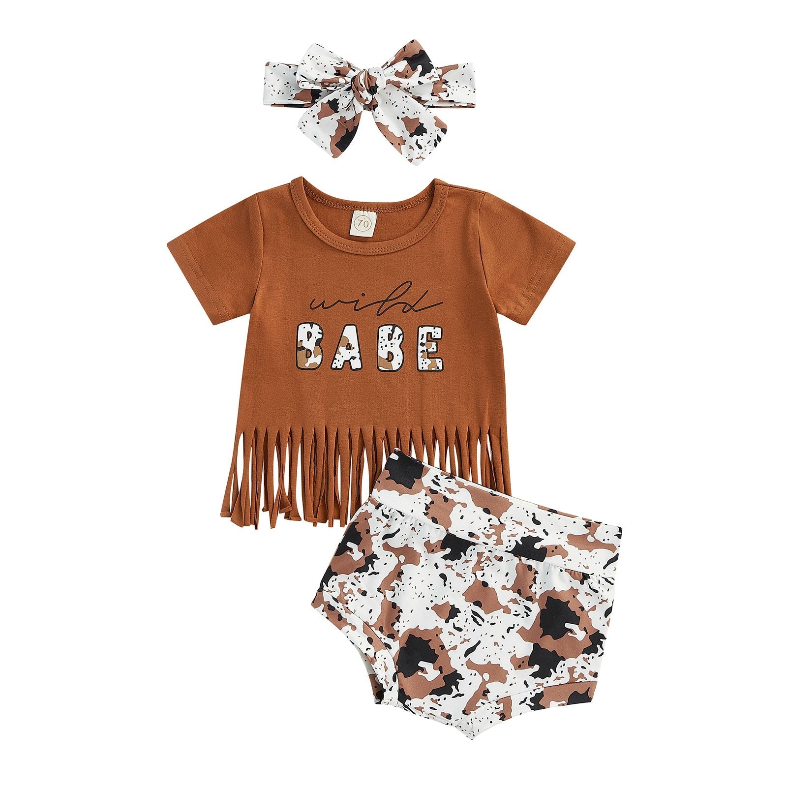 Conjunto Infantil Feminino Babe + Faixa conjunto Loja Click Certo Marrom 0-3 meses 