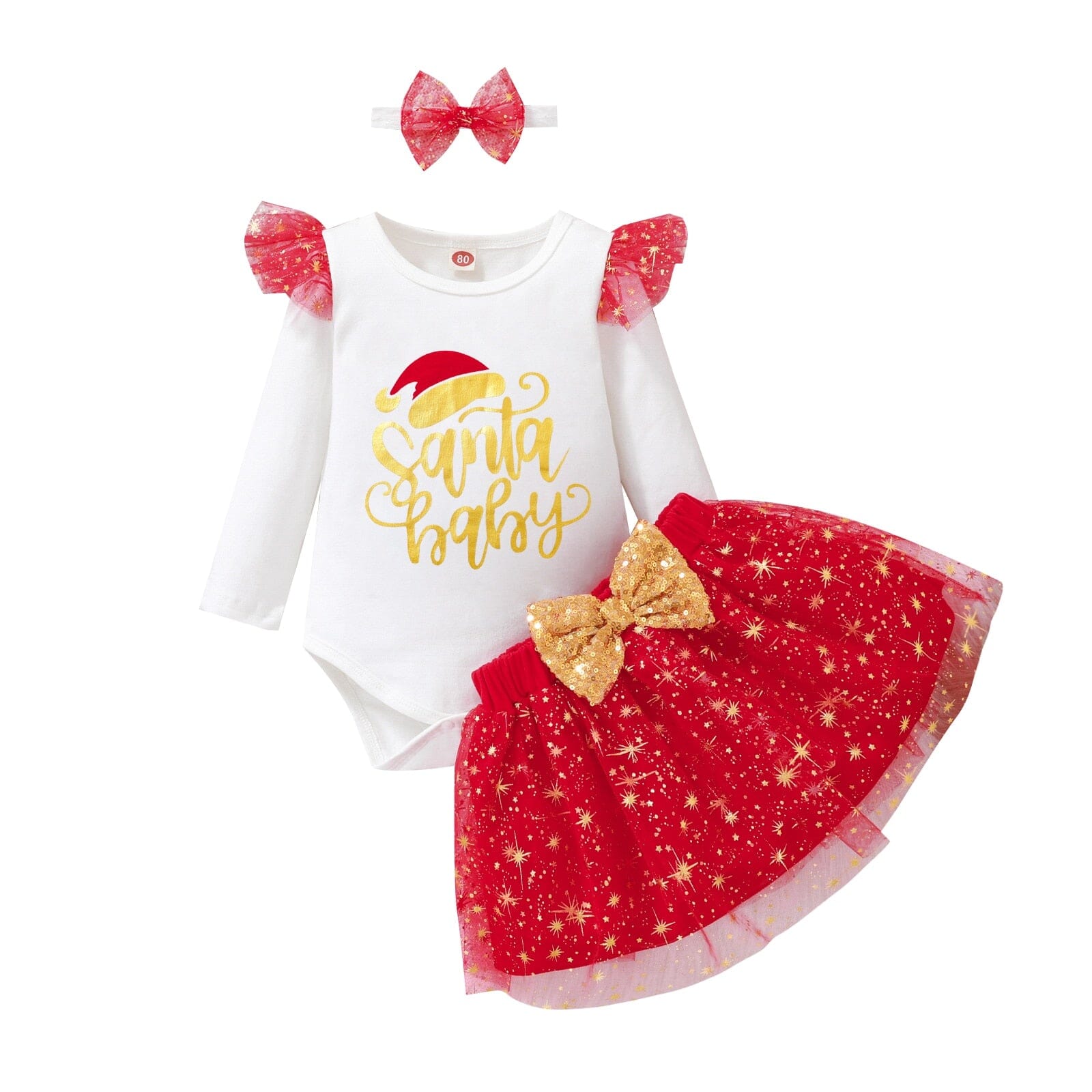 Conjunto Infantil Feminino Baby Noel 0 Loja Click Certo Bebê Noel 0-3 Meses 