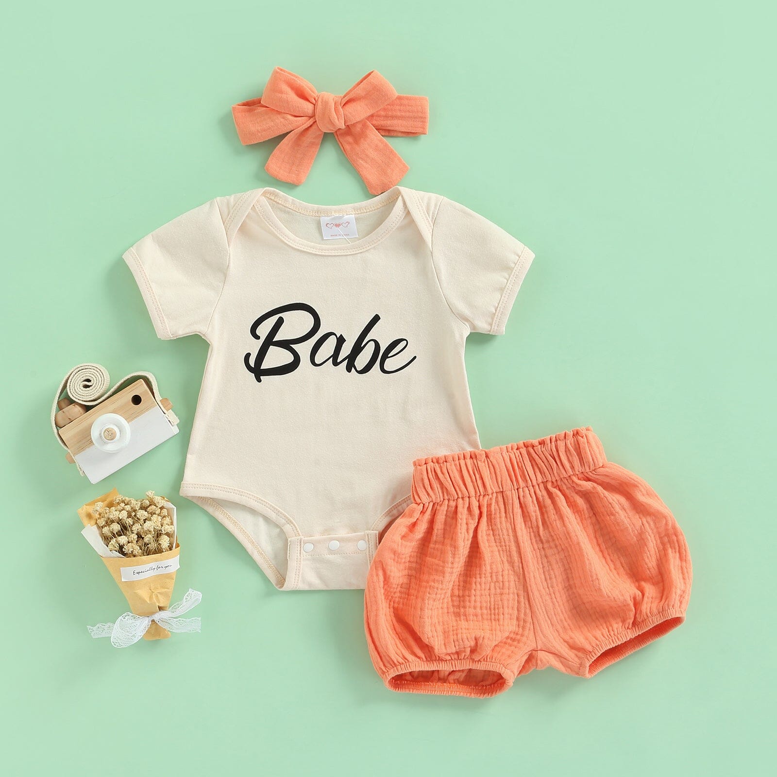 Conjunto Infantil Feminino Bebê + Faixa Loja Click Certo 3-6 Meses 