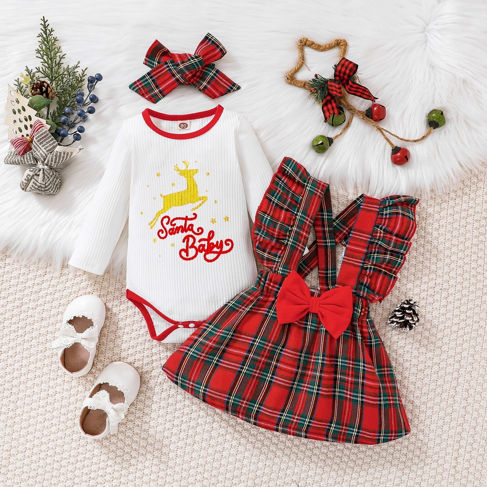 Conjunto Infantil Feminino "Bebê Noel" 0 Loja Click Certo Vermelho 3-6 Meses 