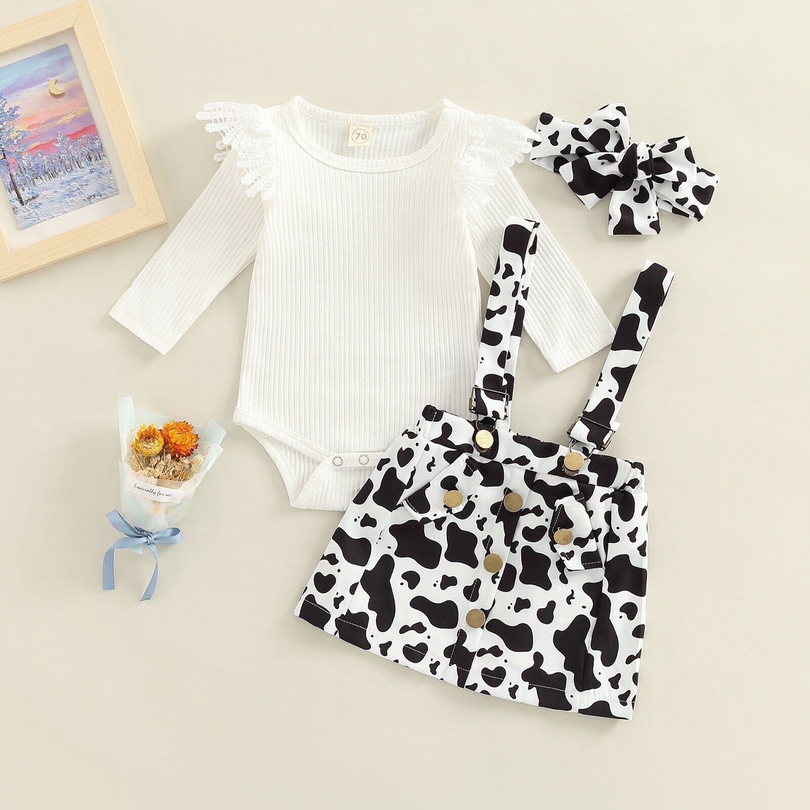 Conjunto Infantil Feminino Blusa Canelada + Faixa Loja Click Certo 