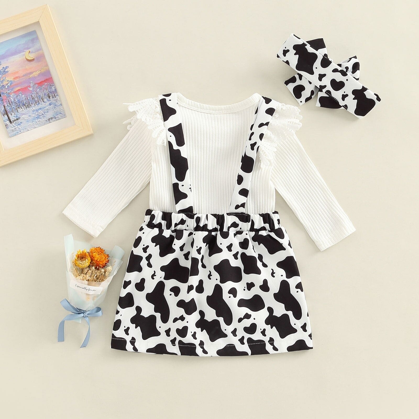 Conjunto Infantil Feminino Blusa Canelada + Faixa Loja Click Certo 